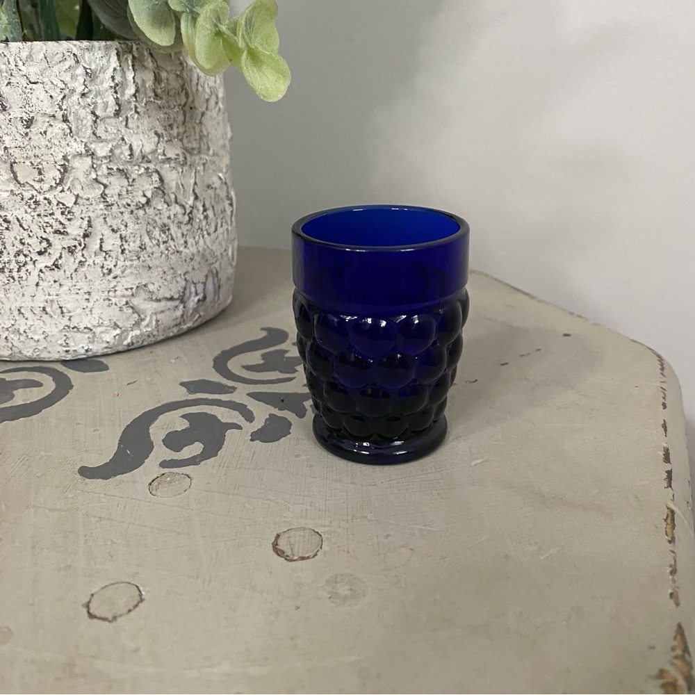 Vintage Cobalt Blue Hobnail Shot Glass